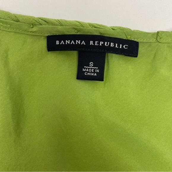 Banana Republic 100% Silk Tank Top Blouse Green Braided Straps Women Size Small - Picture 2 of 11
